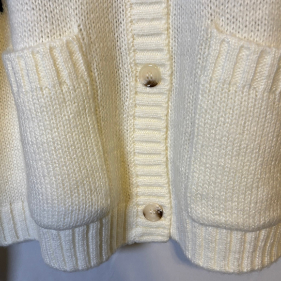 Hem & Thread Nordic Fair Isle Cardigan Sweater NWT Size M Cream Black - Picture 5 of 13